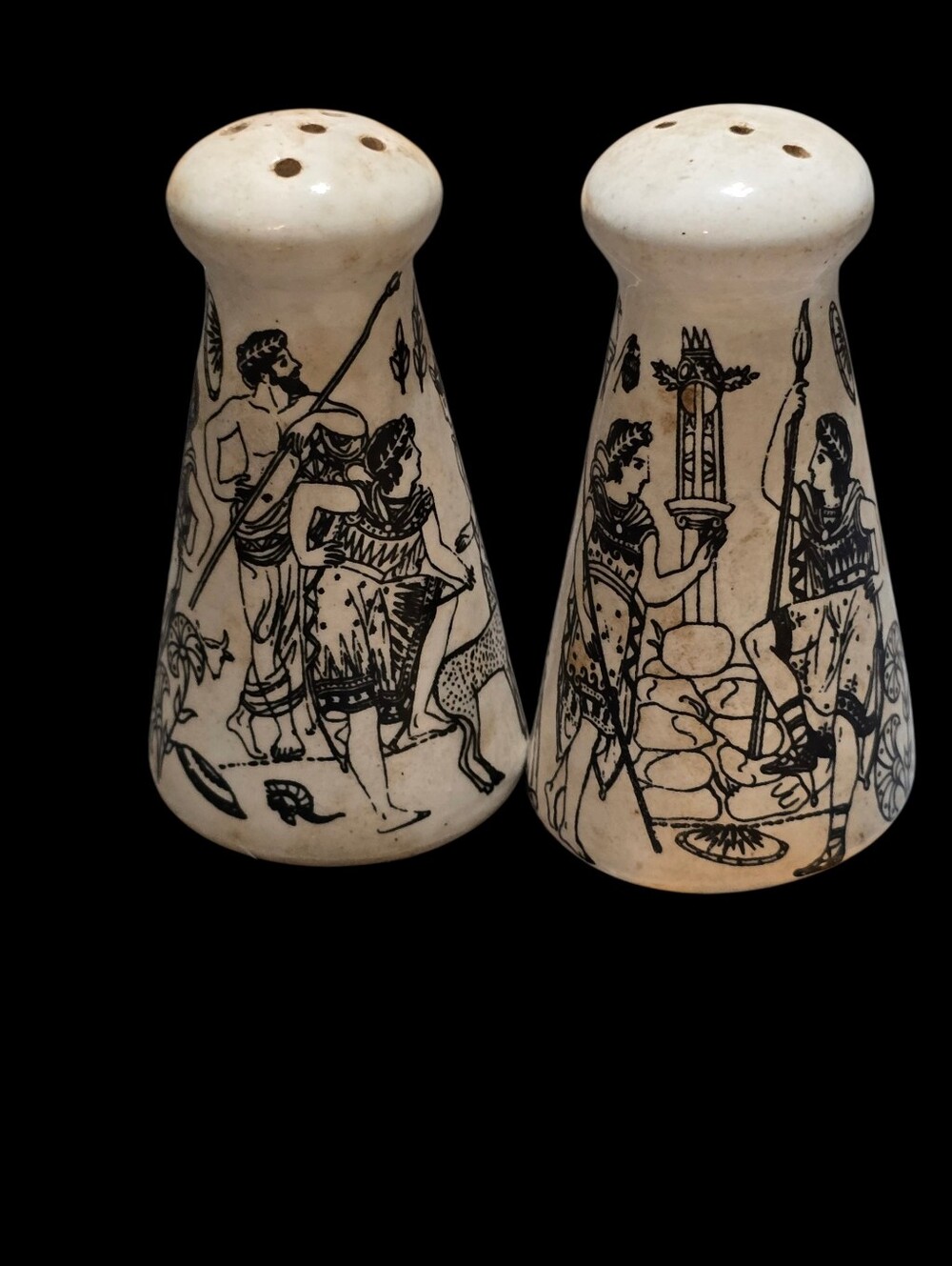 Vintage | Black and Cream Ceramic Salt and Pepper Shakers